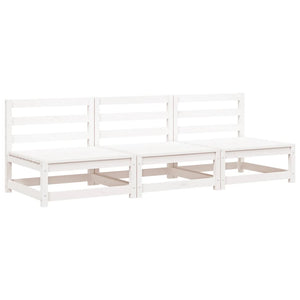 vidaXL Garden Sofas Armless 3 pcs White 70x70x67 cm Solid Wood Pine