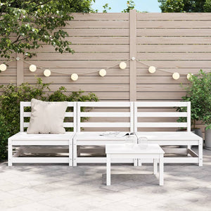 vidaXL Garden Sofas Armless 3 pcs White 70x70x67 cm Solid Wood Pine