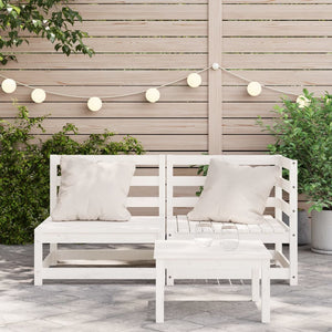 vidaXL Garden Sofa 2-Seater White Solid Wood Pine