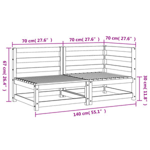 vidaXL Garden Sofa 2-Seater White Solid Wood Pine