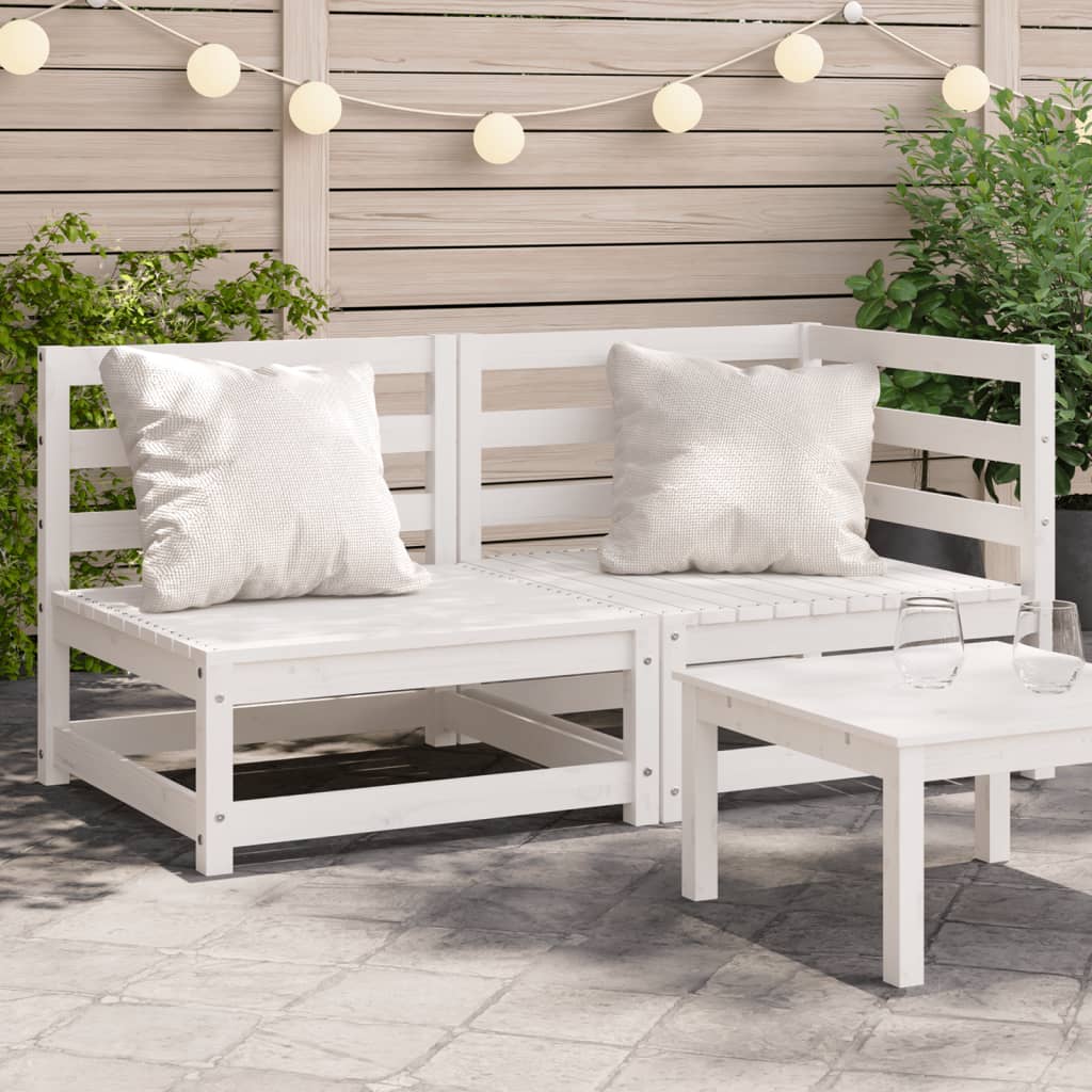 vidaXL Garden Sofa 2-Seater White Solid Wood Pine