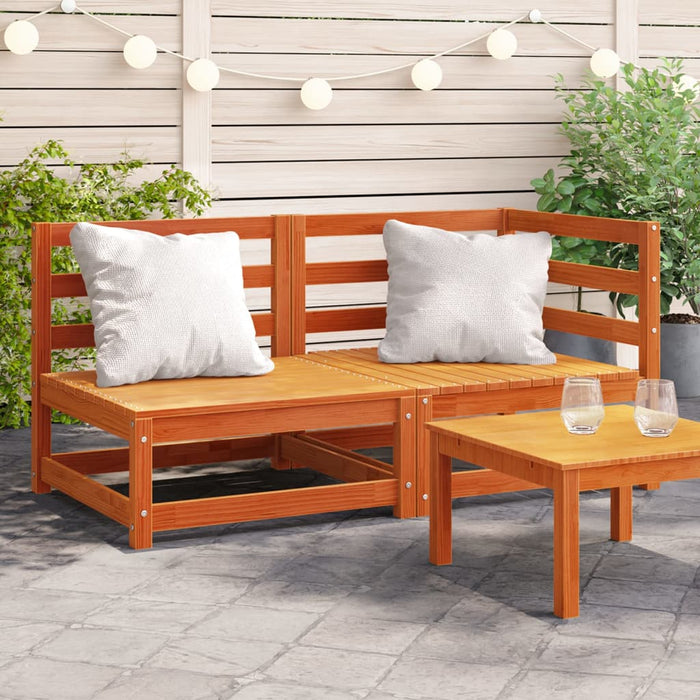 vidaXL Garden Sofa 2-Seater Wax Brown Solid Wood Pine