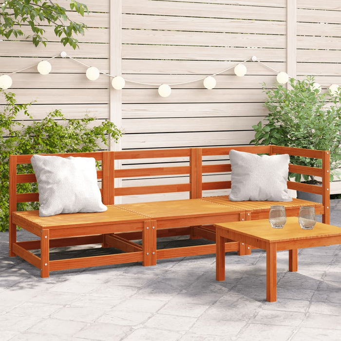 vidaXL Garden Sofa 3-Seater Wax Brown Solid Wood Pine