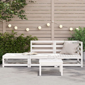 vidaXL Garden Sofa with Footstool 2-Seater White Solid Wood Pine