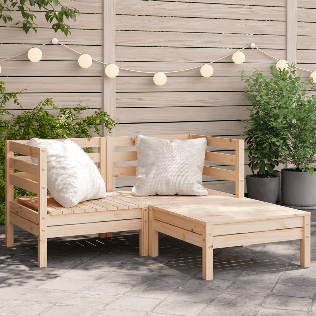 vidaXL Garden Sofa 2-Seater with Footstool Solid Wood Pine