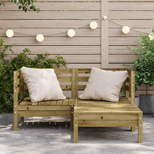 vidaXL Garden Sofa 2-Seater with Footstool Impregnated Wood Pine