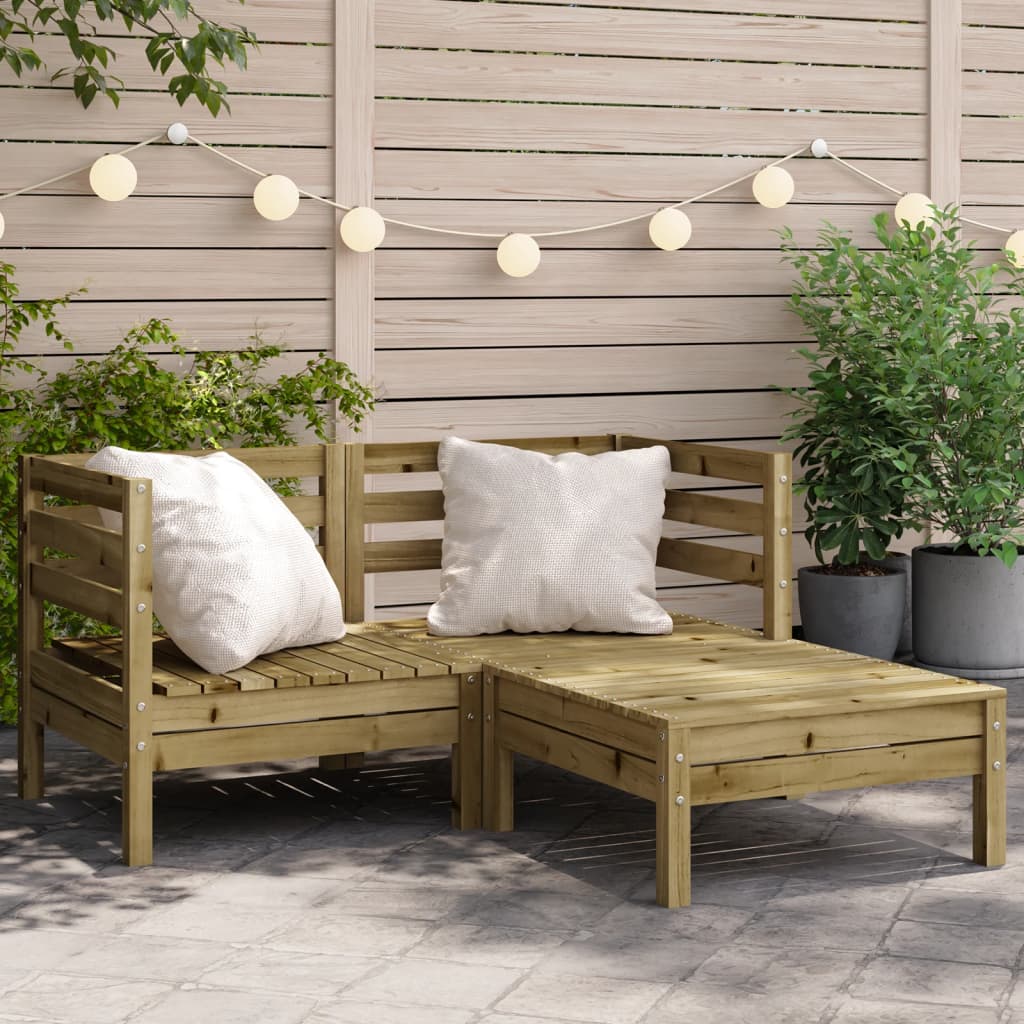 vidaXL Garden Sofa 2-Seater with Footstool Impregnated Wood Pine