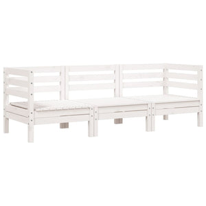 vidaXL Garden Sofa 3-Seater White Solid Wood Pine