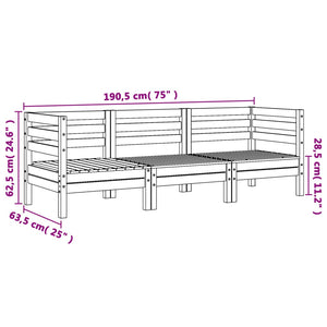 vidaXL Garden Sofa 3-Seater White Solid Wood Pine