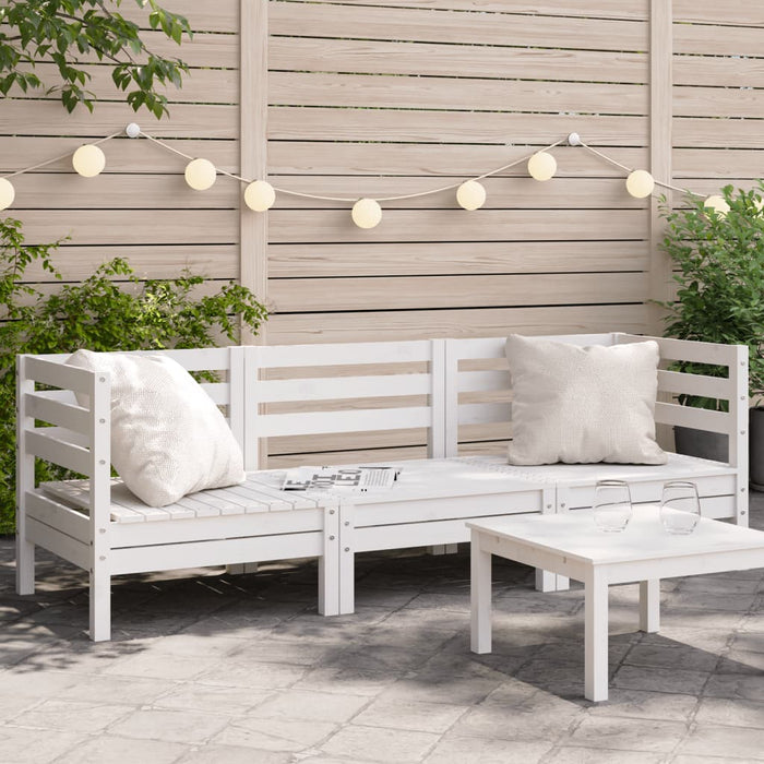 vidaXL Garden Sofa 3-Seater White Solid Wood Pine