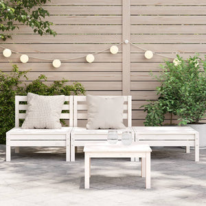 vidaXL Garden Sofa 3-Seater White Solid Wood Pine