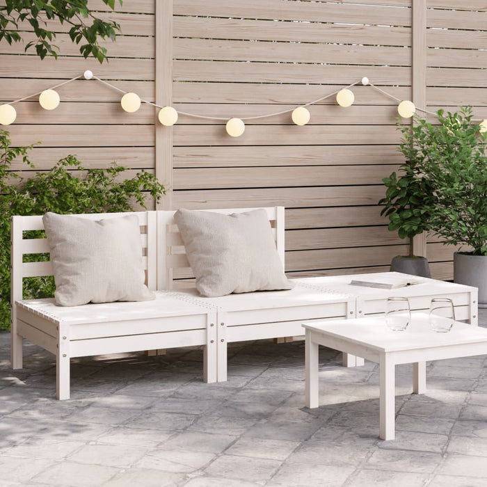 vidaXL Garden Sofa 3-Seater White Solid Wood Pine