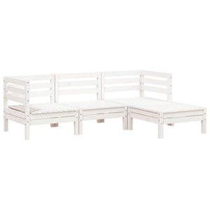 vidaXL Garden Sofa 3-Seater with Footstool White Solid Wood Pine