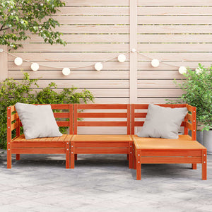 vidaXL Garden Sofa 3-Seater with Footstool Wax Brown Solid Wood Pine