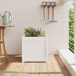 vidaXL Garden Planter White 40x40x40 cm Solid Wood Pine