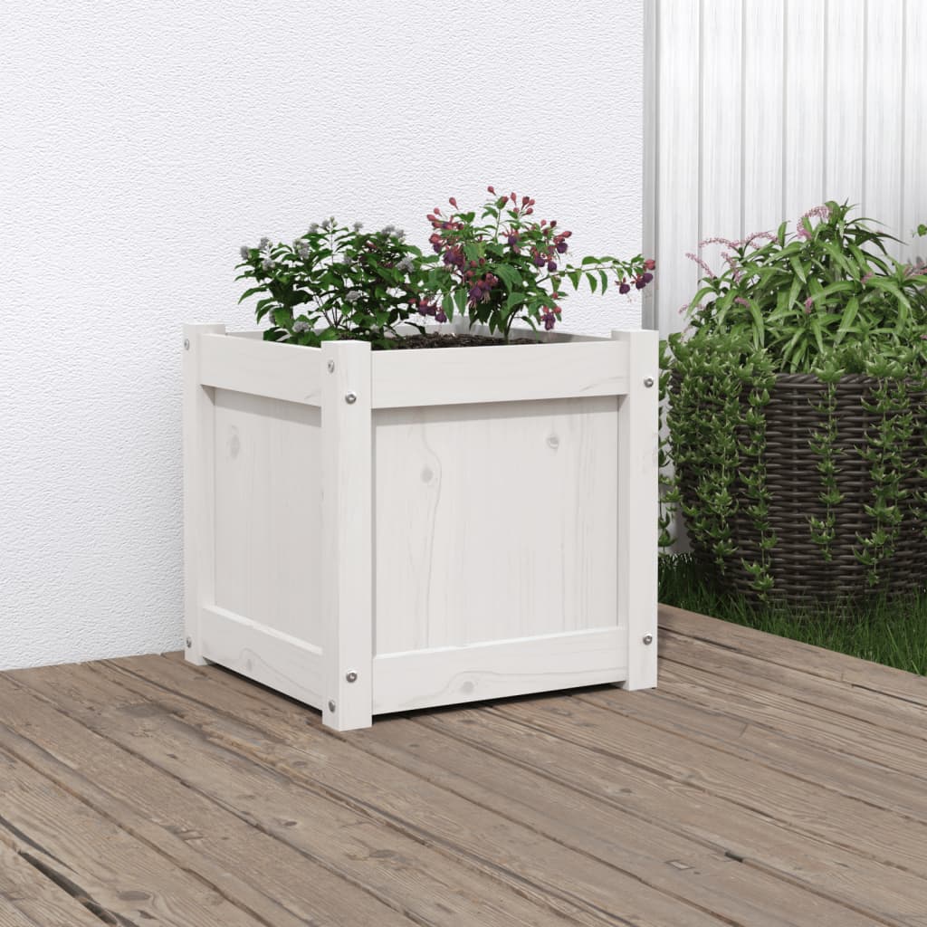 vidaXL Garden Planter White 40x40x40 cm Solid Wood Pine