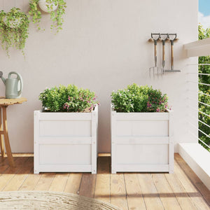 vidaXL Garden Planters 2 pcs White Solid Wood Pine