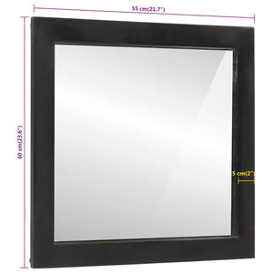 vidaXL Bathroom Mirror 55x1x60 cm Glass and Solid Wood Mango