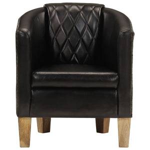 vidaXL Tub Chair Black Real Leather