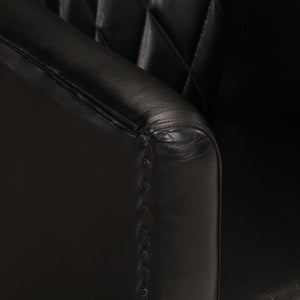 vidaXL Tub Chair Black Real Leather