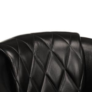 vidaXL Tub Chair Black Real Leather