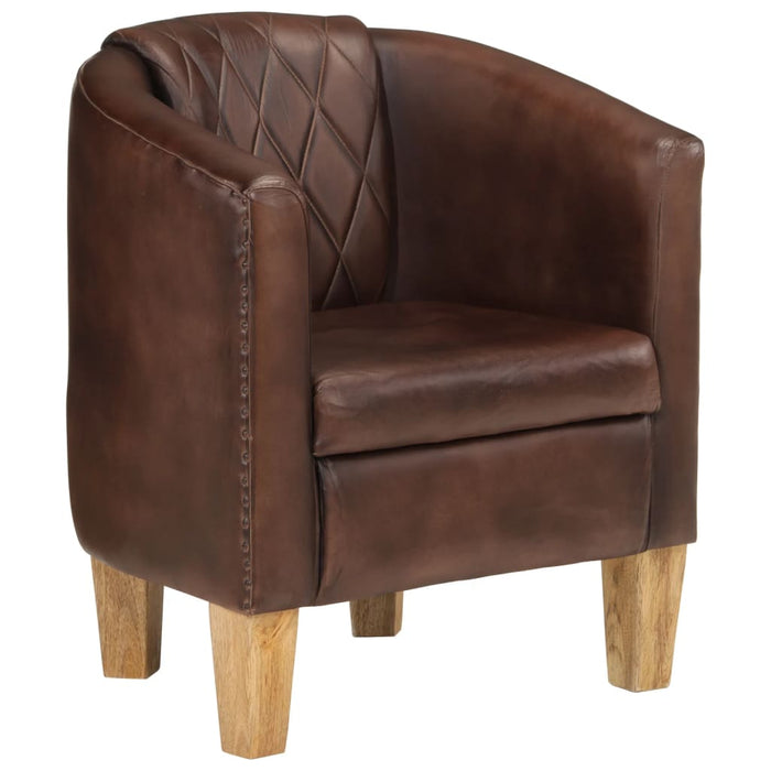 vidaXL Tub Chair Light Brown Real Leather