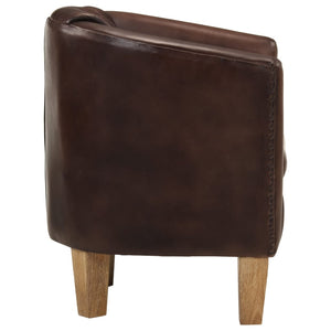 vidaXL Tub Chair Light Brown Real Leather