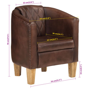 vidaXL Tub Chair Light Brown Real Leather