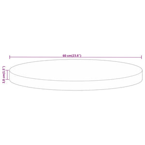 vidaXL Table Top Ø 60x3.8 cm Round Solid Wood Rough Mango