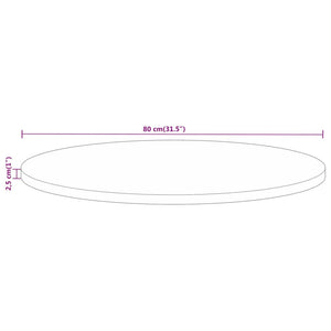 vidaXL Table Top Ø 80x2.5 cm Round Solid Wood Rough Mango