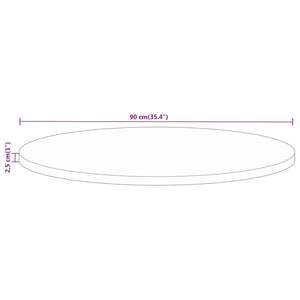 vidaXL Table Top Ø 90x2.5 cm Round Solid Wood Rough Mango