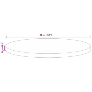 vidaXL Table Top Ø 80x3.8 cm Round Solid Wood Reclaimed