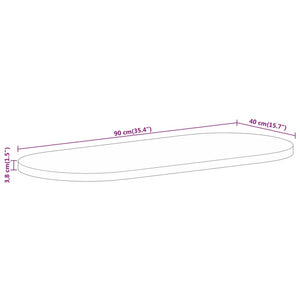 vidaXL Table Top 90x40x3.8 cm Oval Solid Wood Rough Mango