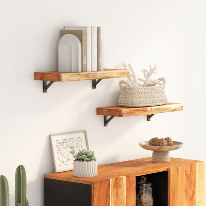 vidaXL Wall Shelf 50x20x2.5 cm Rectangular Solid Wood Acacia Live Edge