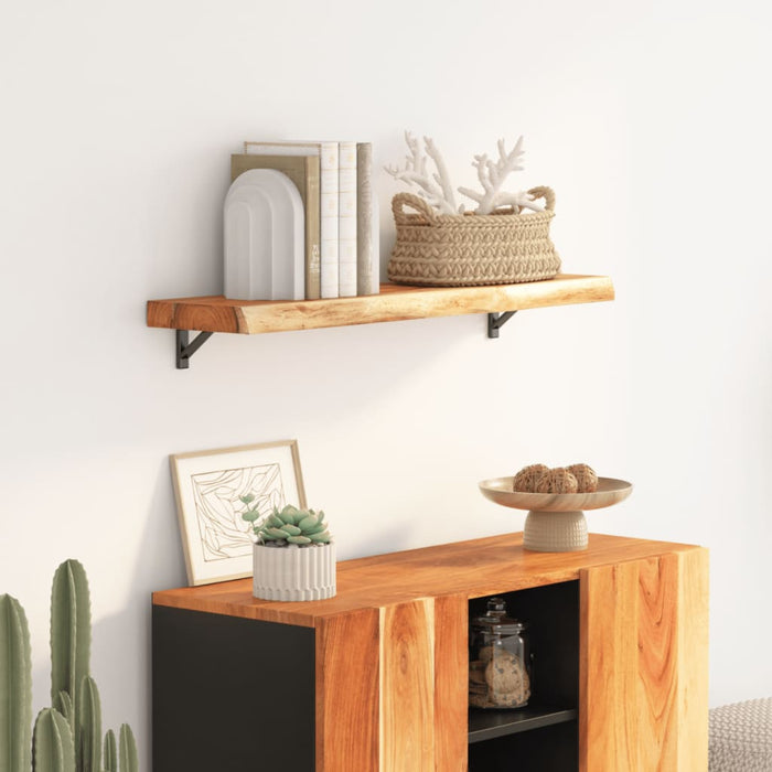 vidaXL Wall Shelf 70x20x2.5 cm Rectangular Solid Wood Acacia Live Edge