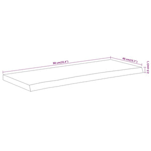 vidaXL Table Top 90x40x2.5 cm Rectangular Solid Wood Acacia Live Edge