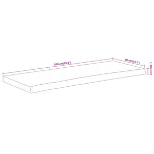 vidaXL Table Top 100x40x2.5 cm Rectangular Solid Wood Acacia Live Edge