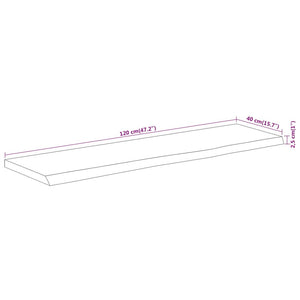 vidaXL Table Top 120x40x2.5 cm Rectangular Solid Wood Acacia Live Edge