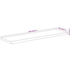 vidaXL Table Top 140x40x2.5 cm Rectangular Solid Wood Acacia Live Edge