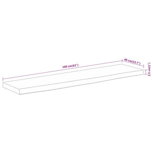 vidaXL Table Top 160x40x2.5 cm Rectangular Solid Wood Acacia Live Edge