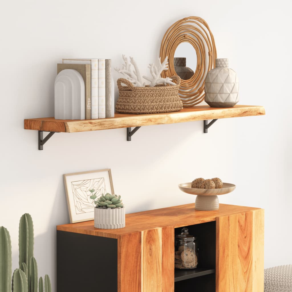 vidaXL Wall Shelf 120x20x3.8 cm Rectangular Solid Wood Acacia Live Edge