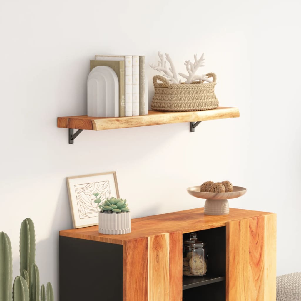 vidaXL Wall Shelf 80x30x3.8 cm Rectangular Solid Wood Acacia Live Edge