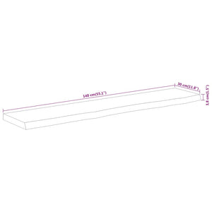 vidaXL Table Top 140x30x3.8 cm Rectangular Solid Wood Acacia Live Edge