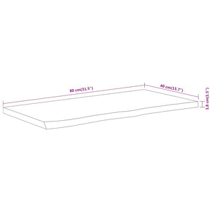 vidaXL Table Top 80x40x3.8 cm Rectangular Solid Wood Acacia Live Edge