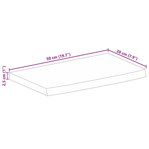 vidaXL Table Top 50x20x2.5 cm Live Edge Solid Wood Rough Mango