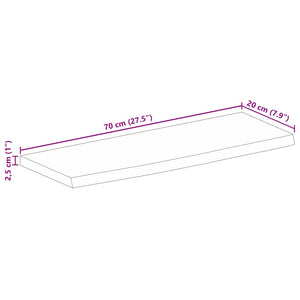 vidaXL Table Top 70x20x2.5 cm Live Edge Solid Wood Rough Mango