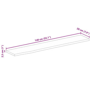 vidaXL Table Top 140x20x2.5 cm Live Edge Solid Wood Rough Mango
