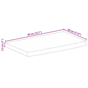 vidaXL Table Top 40x30x2.5 cm Live Edge Solid Wood Rough Mango