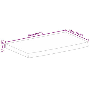 vidaXL Table Top 50x30x2.5 cm Live Edge Solid Wood Rough Mango