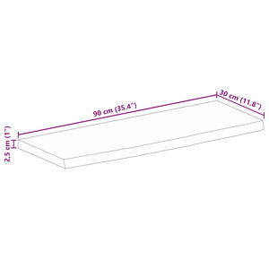 vidaXL Table Top 90x30x2.5 cm Live Edge Solid Wood Rough Mango